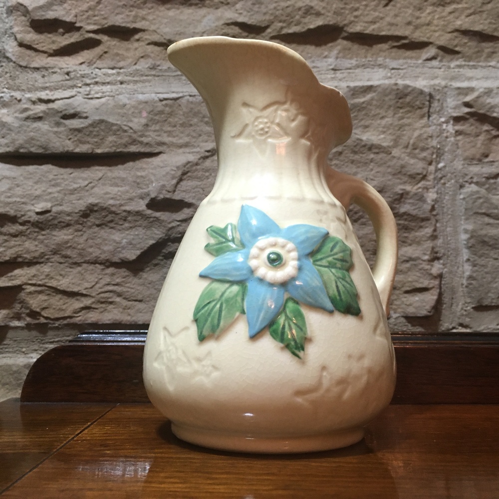 Lovely Hull Water Pitcher Vase Vintage Blue Star Flower, Ewer/Pitcher/ Vase USA